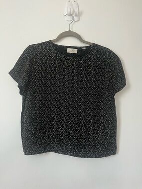 Jack Wills Black Printed Short-Sleeve Blouse